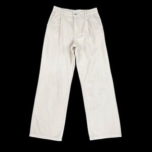 Mango MNG Jeans Women 6 (29x30) Arletita Ivory Wide Straight Pleat Denim